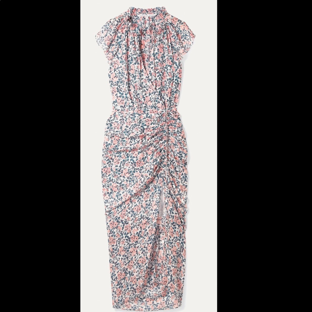Brynlee wrap-effect ruched floral-print silk-voile